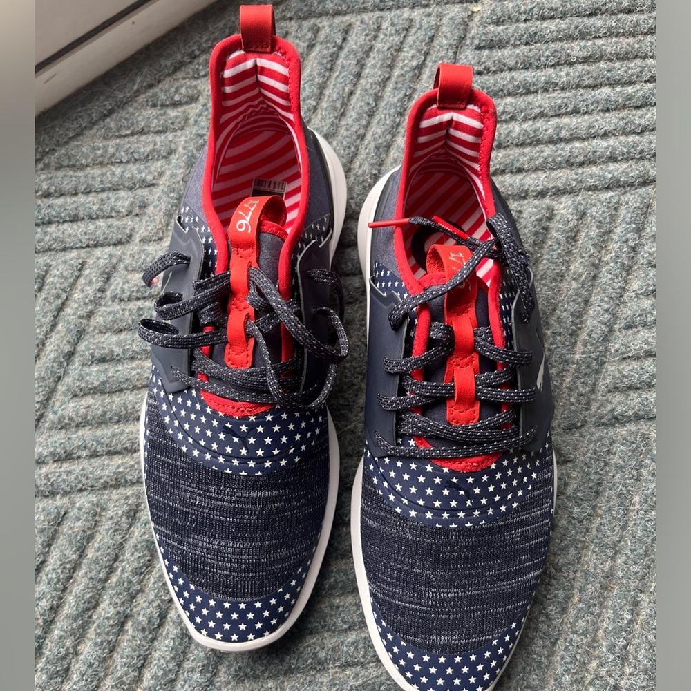 Puma Ignite Red White and Blue Golf Shoes